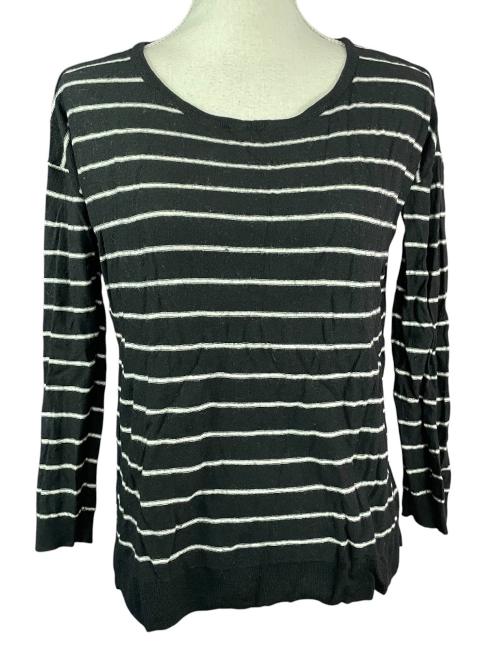 Joie Cashmere Blend Striped Sweater S Pullover Round Scoop Neck Long Sleeve